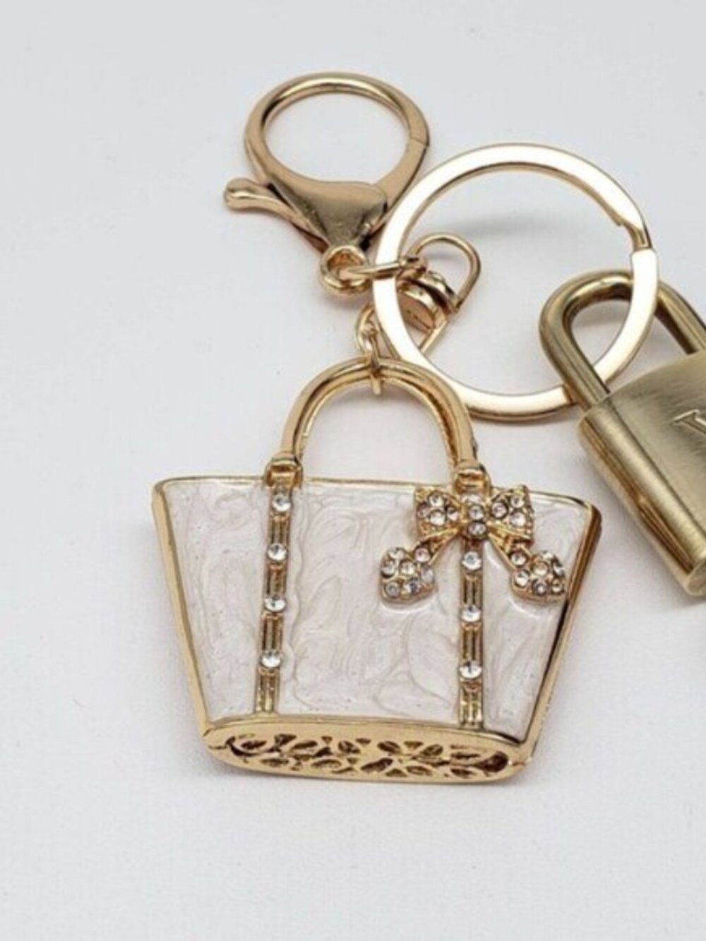 Louis Vuitton Authentic Gold Padlock 🔑 Key + Stylish Unbranded Bag Charm - Picture 5 of 9